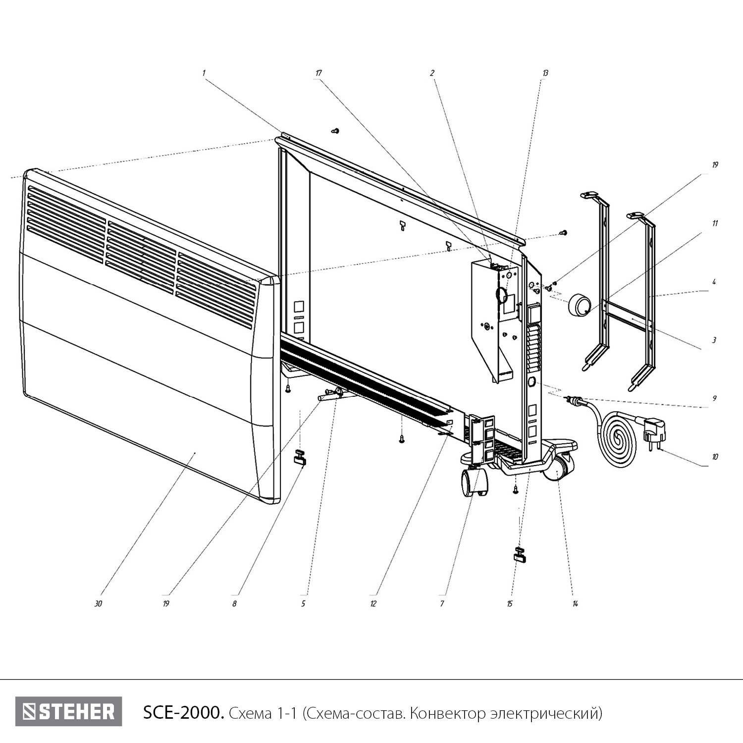 Конвектор электрический, SCE SCE-2000
